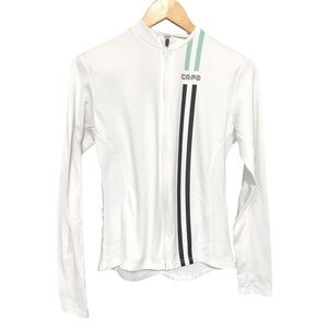 Capo Full Zip Jersey Long-Sleeve White Cycling Blazer Women Sz L Made‎ in Italy
